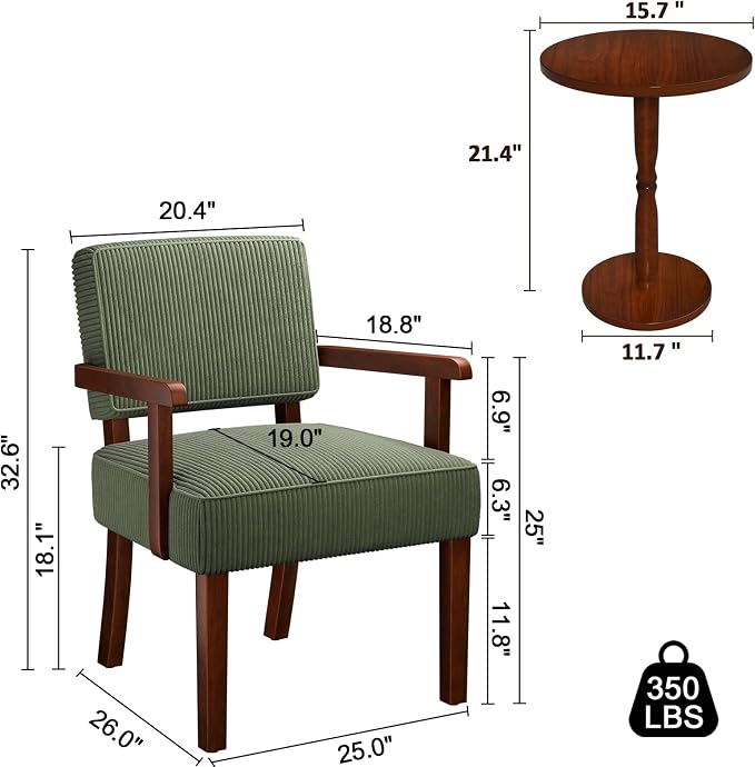 FAGAGA Corduroy Accent Chair Set of 2 - Image 2