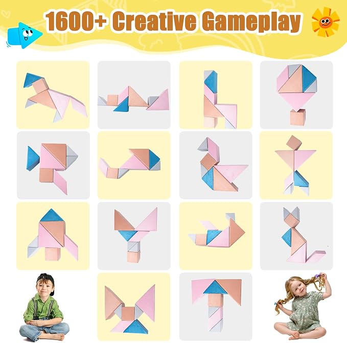 Tangram Puzzles Modular Kids Play Couch Building Fort, Children Explorer Sofa - Image 4