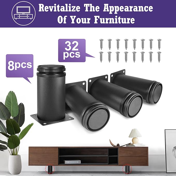 4 Inch Metal Furniture Legs Stainless Steel Adjustable Legs Black Metal Legs - Image 2