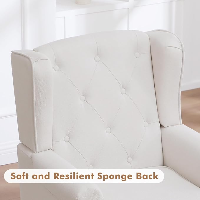 Accent Chair for Living Room, Mid Century Modern Upholstered Armchair, Wingback - Image 6
