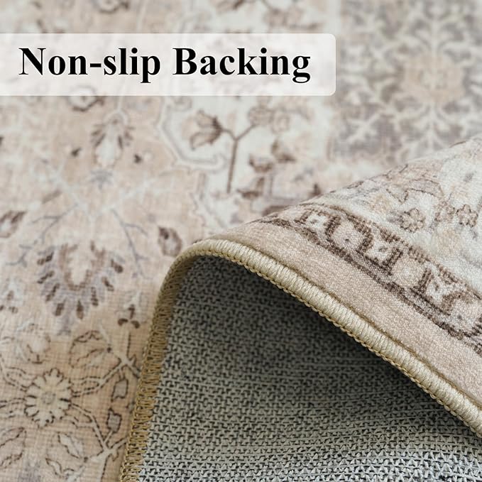 Washable 3x8 Kitchen Runner Rug: Indoor Oriental Hallway Carpet Low-Pile Stain - Image 4