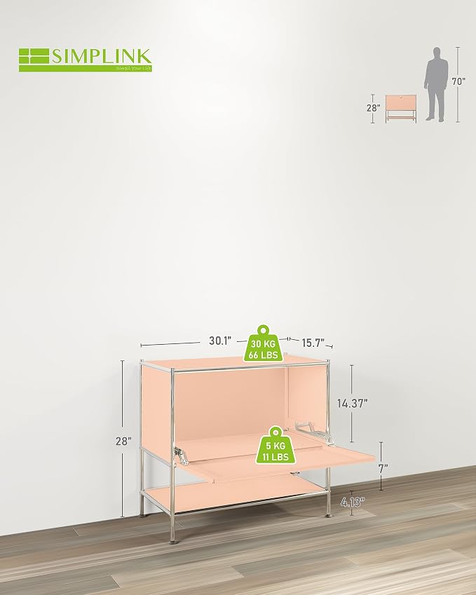 Metal Sidetable with Flap Door, 27.5" Height - Image 3