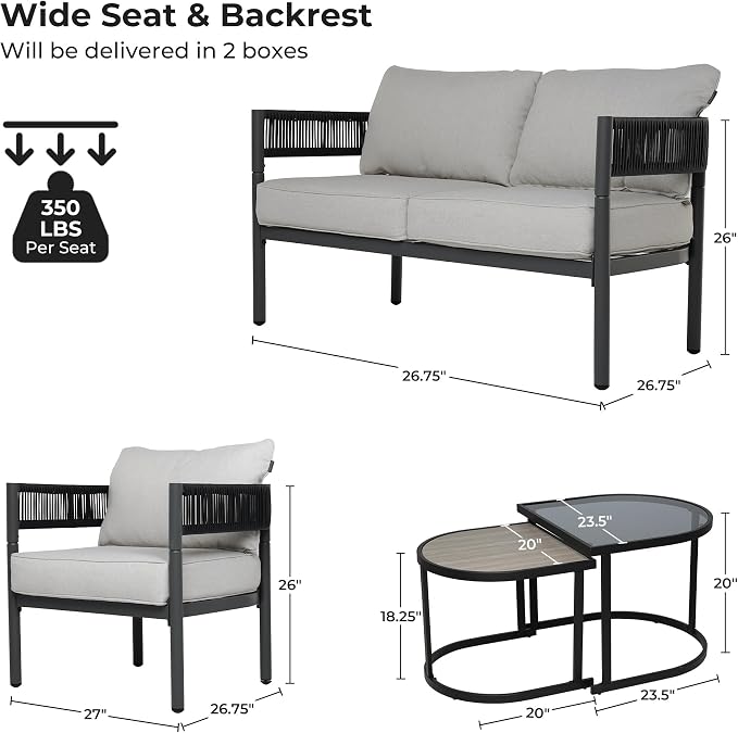 Grand patio 5-Piece Outdoor Furniture Set, 4 Seats Wicker Sofa Conversation Set - Image 3