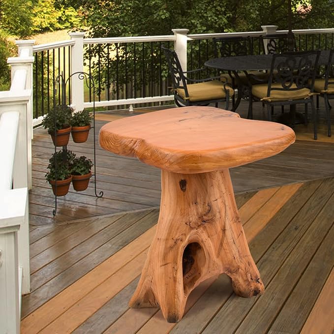 Small Side Table, Unique Design Live Edge Wood Stool, Freeform Natural Plant - Image 5