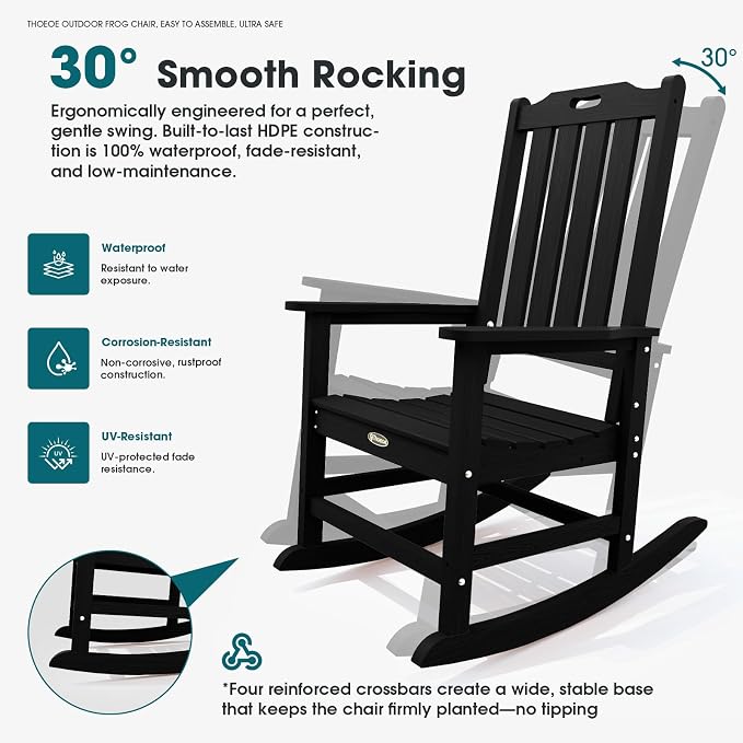 THOEOE Oversized Rocking Chair Set of 4, Outdoor Rocking Chair - Image 3