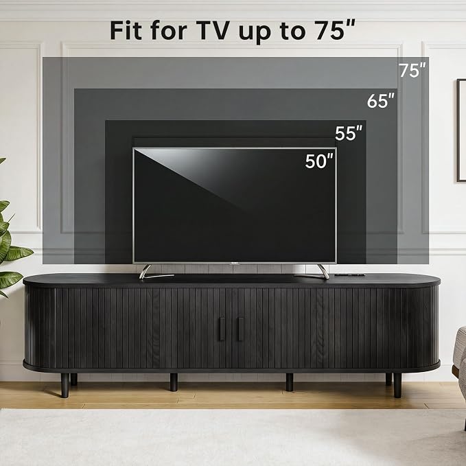 70" Mid Century Modern TV Stand, Wood TV Consoles - Image 7