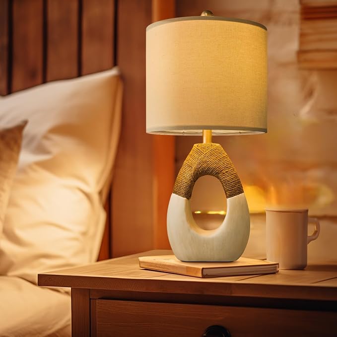 OYEARS 19” Boho Table Lamps Bedroom Living Room, Suitable - Image 5