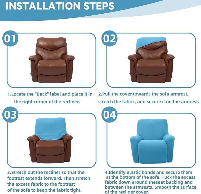 Cupuamon Recliner Chair Covers, Lazy Boy Recliner Covers Stretch Reclining - Image 6