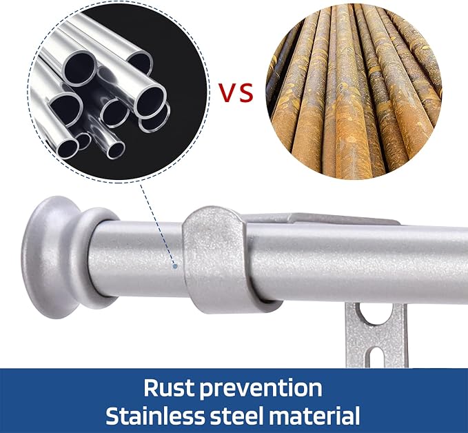 Small Curtain Rods for Windows 30" and 45" 5/8 Inch Standard Decorative Silver - Image 5