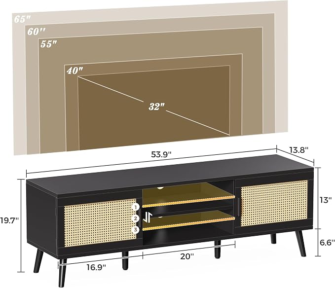 SUPERJARE TV Stand for 65 Inch TV, Entertainment Center - Image 7