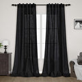 Nanspring Black Boho Curtains for Bedroom Back Tab Rod Pocket Semi Sheer Linen by Nanspring