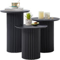 Bifins Round Nesting Coffee Table Set of 3, Mid Century Modern Fluted Coffee by BifinsFurniture