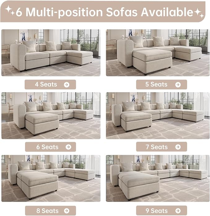 Guyii Velvet Sectional Sofa, Oversized 6-Seater L-Shaped Sofa - Image 8