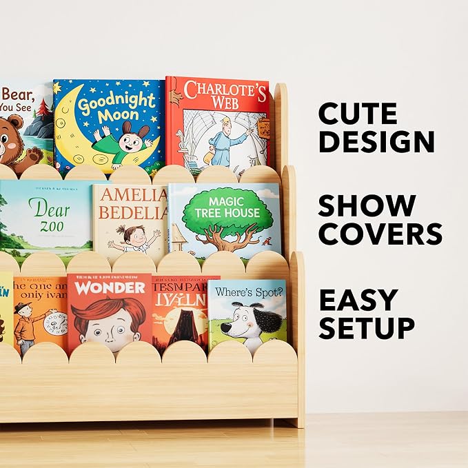 SpaceAid 3-Tier Scalloped Bookshelf, Montessori Bookcase - Image 7