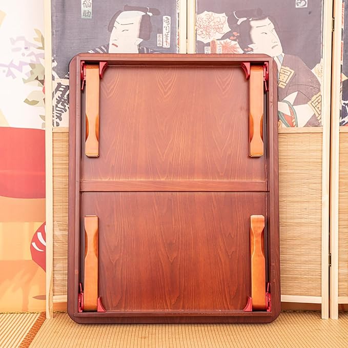 Folding Coffee Table, Square Wooden Low Table, Japanese Floor Sitting Tables - Image 3
