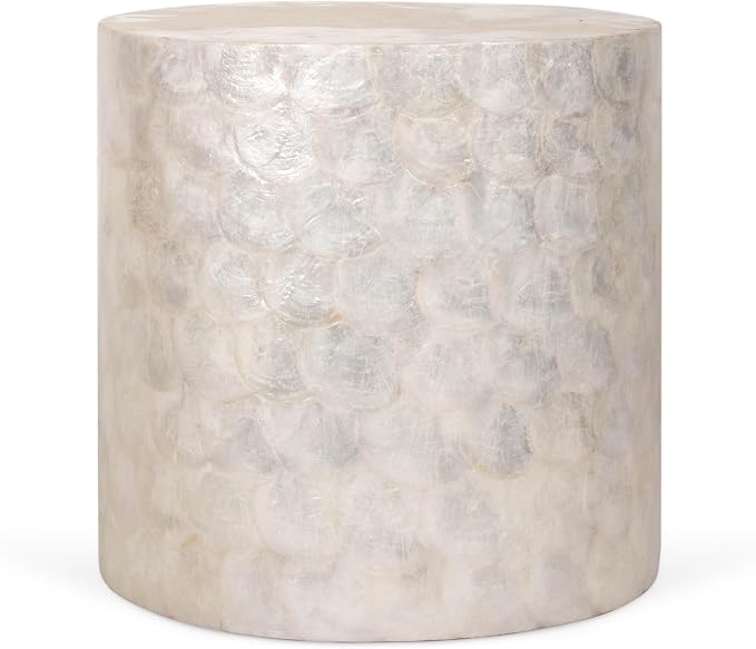 East at Main Capiz Shell Side Table – White Accent Table, Small Decorative - Image 4