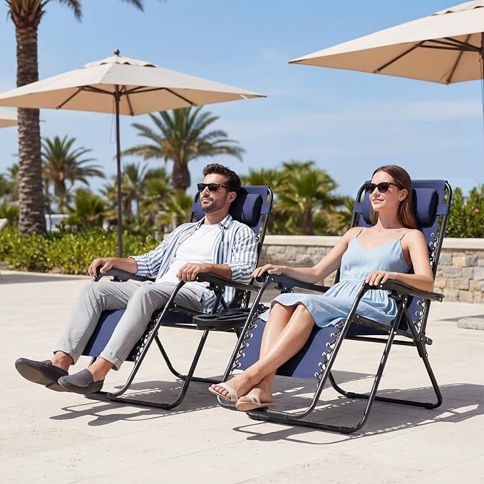 JEAREY Zero Gravity Lounge Chairs Set of 2, Breathable Steel Mesh Lounge Chairs - Image 2