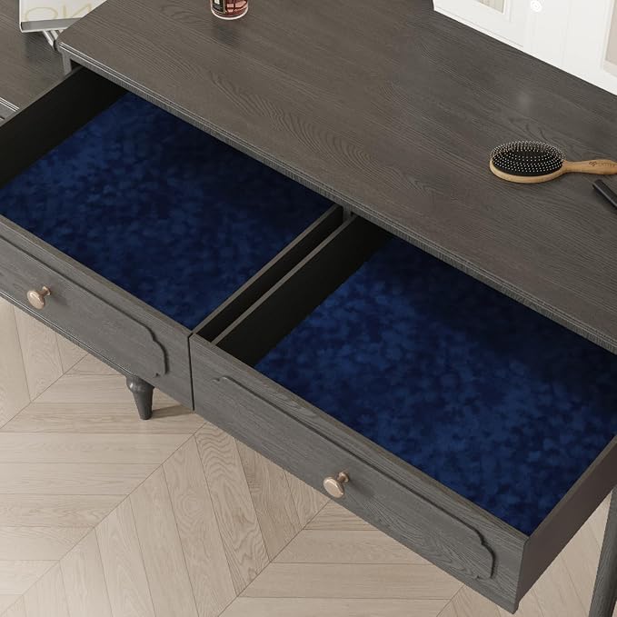 Navy Blue Curshed Velvet Wallpaper Self Adhesive Felt Fabric - Image 3
