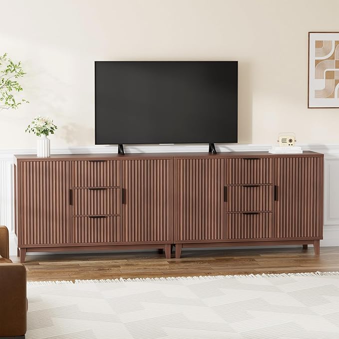 47.2" W Storage Cabinet with 3 Drawers, Fluted Buffet Cabinet with Storage - Image 8