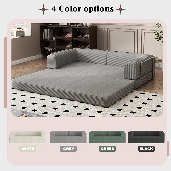 Garvee 78" Convertible Sleeper Sofa Bed, Plush Corduroy Futon Loveseat - Image 7