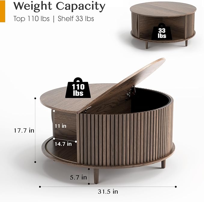 SULIVES Round Coffee Table - Image 2