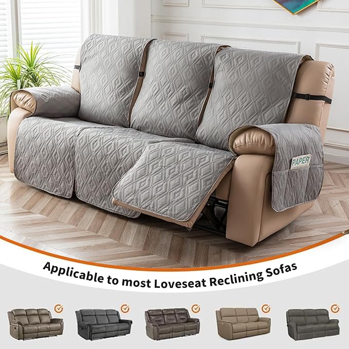 Genina Waterproof Couch Cover for Reclining Couch 3 Seater Non-Slip, Washable - Image 4