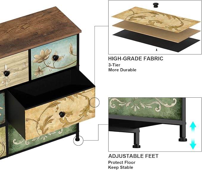 Tohomeor Dresser with Drawers for Bedroom Chest of Drawers Fabric Dresser for - Image 5