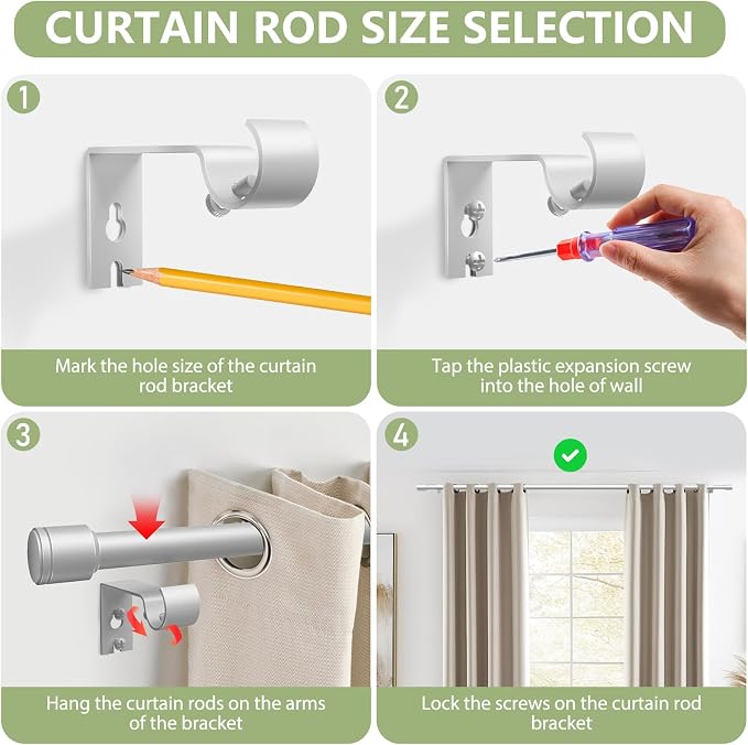 5/8” Diameter Curtain Rods 30-60 Inch, - Image 4