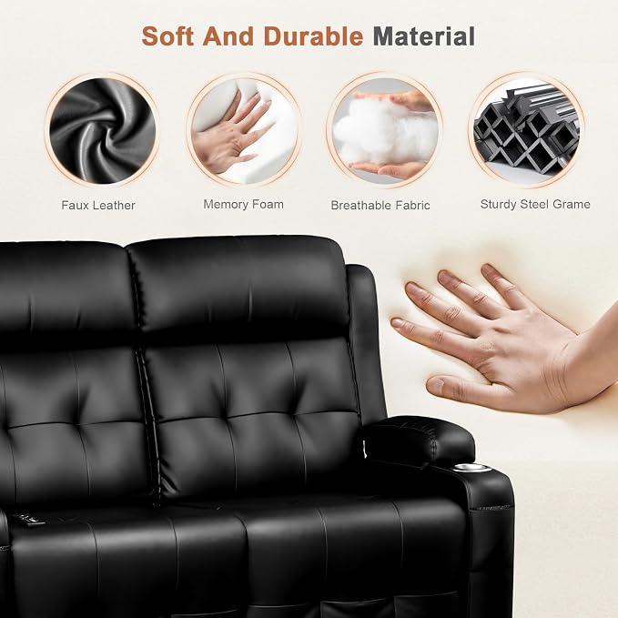 RV Loveseat Recliner Sofa, Massage Wall Hugger Reclining Couch - Image 9