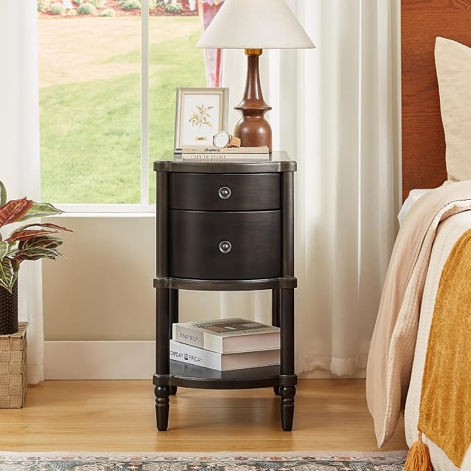 ONBRILL Narrow End Table with Charging Station, Pre-Assembled Nightstand with 2 - Image 9