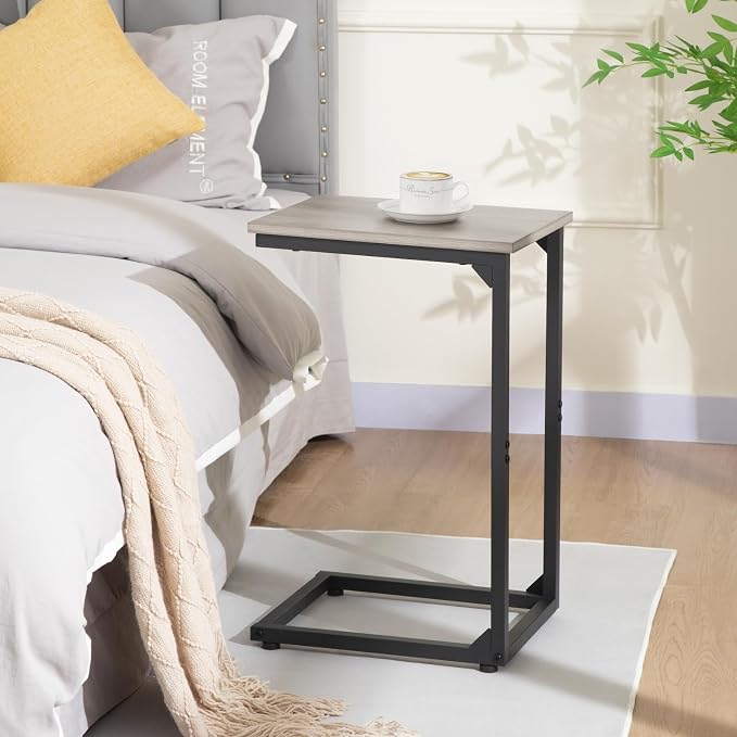AMHANCIBLE C Shaped Side Table, End Tables Living Room Set of 2, Slide Under - Image 2