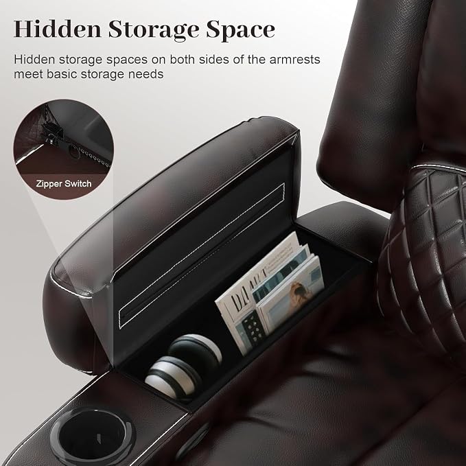 Yolsali Manual Reclining Sectional Sofa Set, 7 Seats Soft Leather Recliner - Image 8