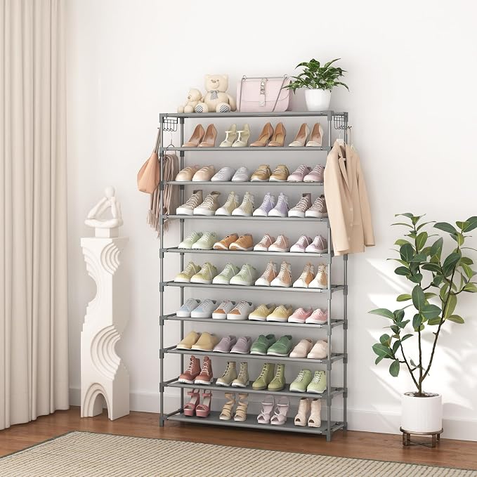 LANTEFUL 10 Tiers Shoe Rack 50 Pairs Large Capacity Tall Shoe Organizer Sturdy - Image 7