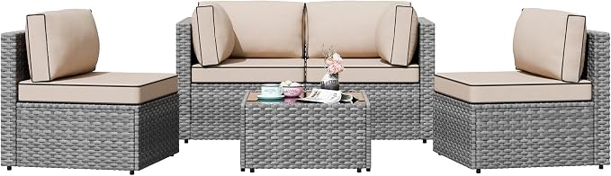 Patio Furniture Sets, 5 Piece Outdoor Sectional Sofas, Wicker Rattan Outdoor by Shintenchi%7CFurnitureMadeforRealLife