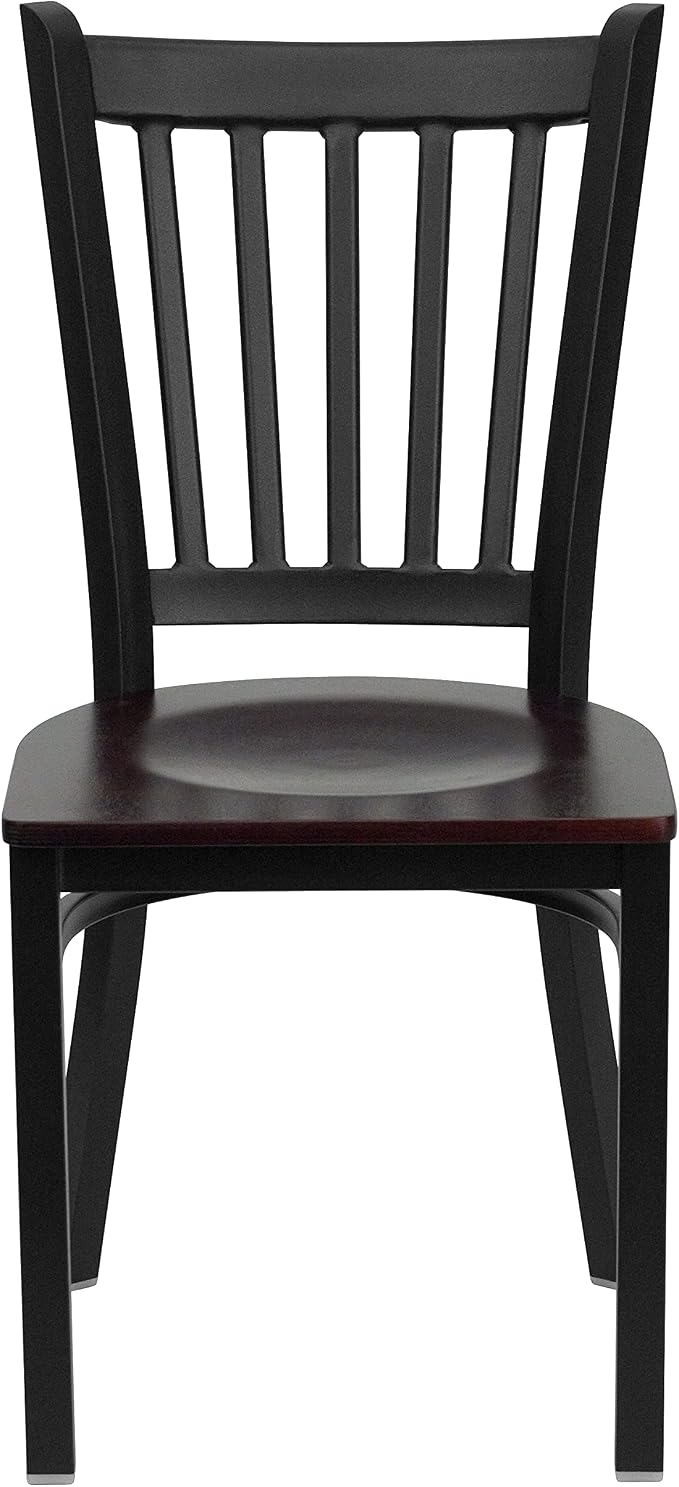 Flash Furniture 2 Pk. HERCULES Series Black Vertical Back Metal Restaurant Chair - Image 5