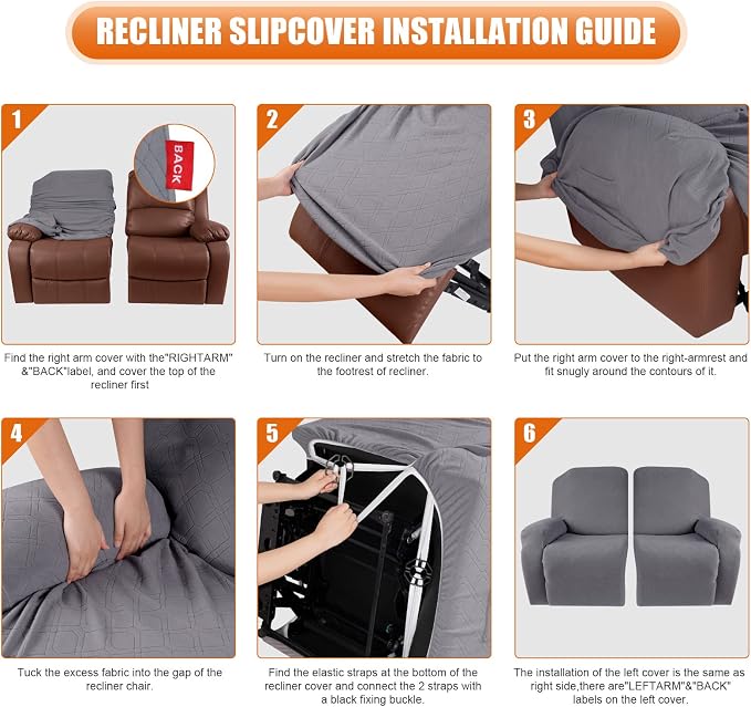 VANSOFY Oversized Recliner Cover, 2-Pieces Stretch Reclining Couch Cover - Image 4