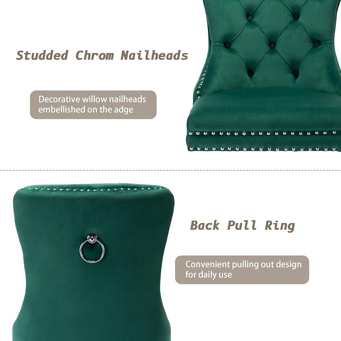 KCC Velvet Dining Chairs Set of 4, Upholstered High-end Tufted Dining Room Chair - Image 6