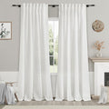 Nanspring White Linen Curtains 98 Inches Long 2 Panels Set Back Tab Rod Pocket by Nanspring