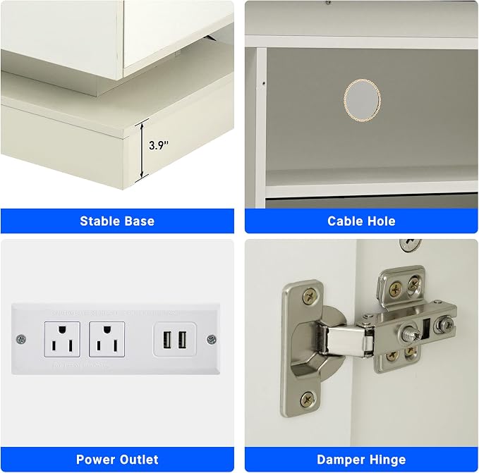 chartustriable 71IN LED TV Stands w/40 inch Fireplace Power Outlet - Image 7