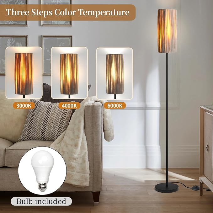 Ruiever Floor Lamp for Living Room, Rattan Boho Floor lamp, Modern Standing lamp - Image 3