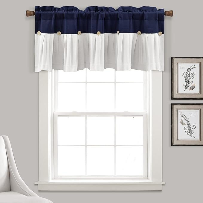 Lush Decor Linen Button Farmhouse Valance Curtians 52"W x 18"L Linen - Image 2