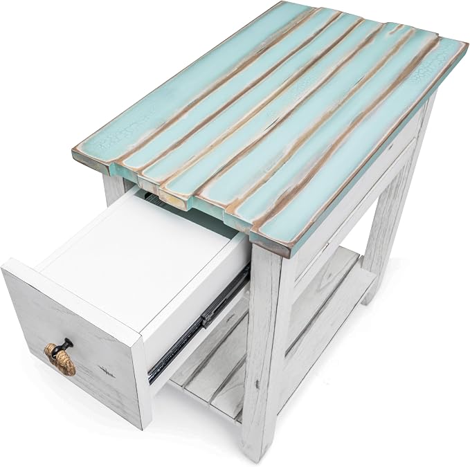 Sea Winds Trading Picket Fence Chairside Table Kiln-Dried Solid Wood Distressed - Image 6