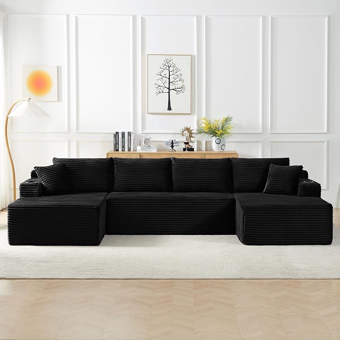125" Modular Sectional Sleeper Sofa, Boneless Cloud Couch by HANXIN