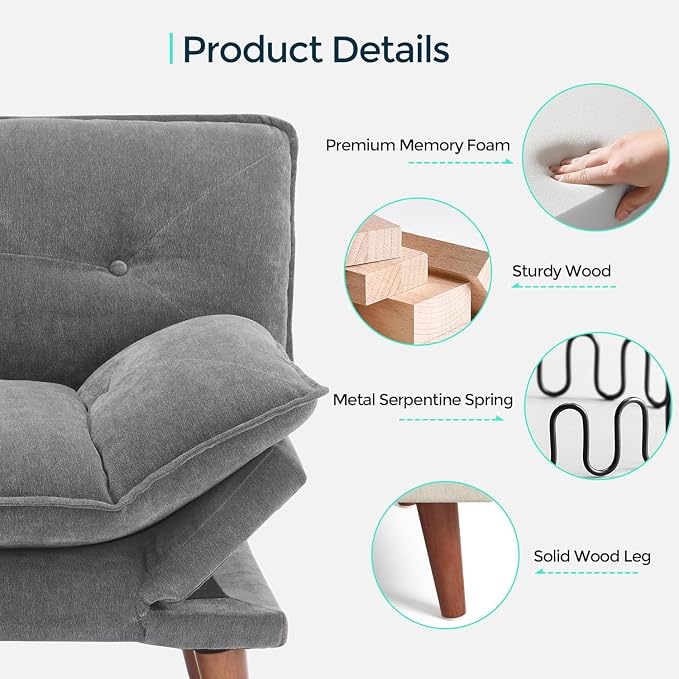 LINSY HOME Futon Sofa Bed, 3 in 1 Convertible Comfy Loveseat Sleeper Sofa Bed - Image 5