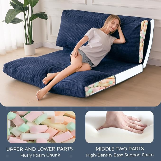MAXYOYO Folding Sofa Bed, Extra Thick and Long Floor Sofa Convertible Sleeper - Image 4