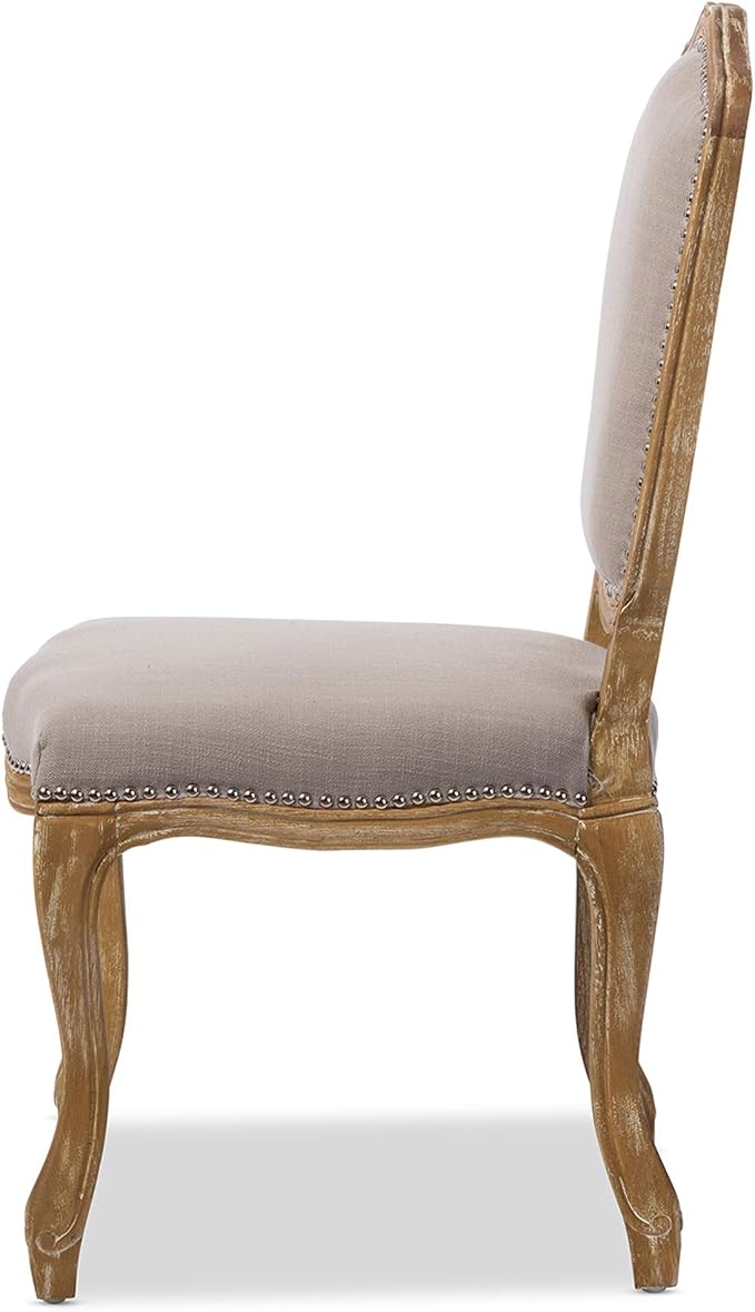 Baxton Studio Chateauneuf French Vintage Cottage Weathered Oak Linen - Image 5