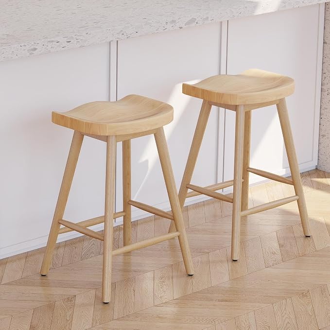 LukeAlon 24.25" Modern Counter Height Bar Stools Set of 4 Wooden Ergonomic - Image 7