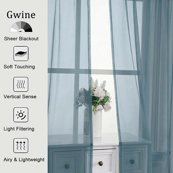 Gwine Sheer Curtains for Bedroom 54 inches Long - Image 4