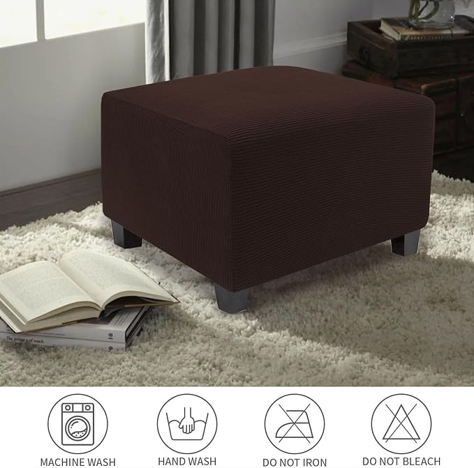 NeColorLife Stretch Ottoman Cover Square Oversized Soft Knitted Jacquard Thick - Image 6