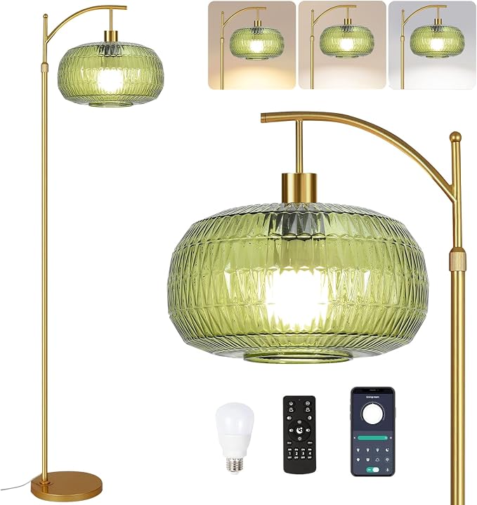 QIYIZM Glass Floor Lamp for Living Room by QIYIZM